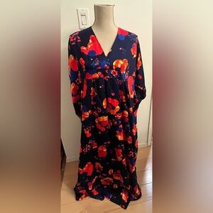 Vintage 70s Kaftan Muumuu Dress Handmade Maxi Flowy